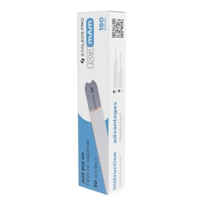 Image of File White Disposable papmAm for Straight Nail Staleks Pro Expert 22, 100/150/180/240 grit (50 pcs) New (180 grit)