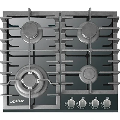 Image of Kaiser Grand Chef Turbo Gas Hob Black Glass 4 Burner Cooktop