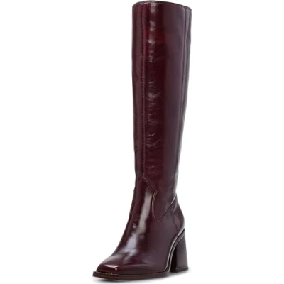 Image of Vince Camuto Women&#039;s Sangeti4 Sangeti Stacked Heel Knee High Boot, Dark Mahogany Extra Wide Calf, 7 UK