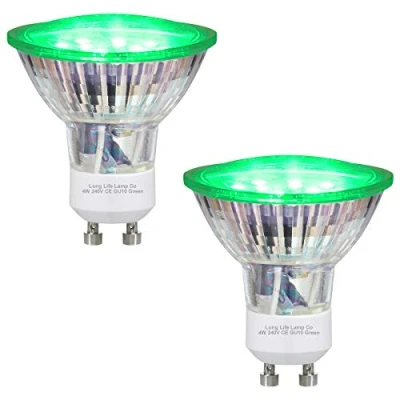 Image of Long Life Lamp Company GU10 LED Green Light Bulb 4w 2 Pack