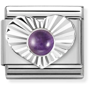 Image of Nomination Silver Amethyst Heart Charm