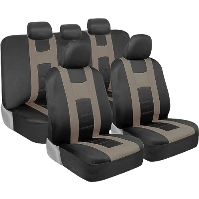 Image of BDK carXS Seat Covers for Cars, Beige Two Tone Car with Matching Back Cover, Made to Fit Most Auto Truck Van SUV, Interior Accessories, Cover Full Set