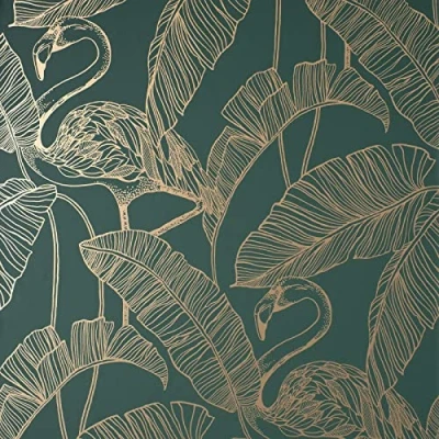 Image of Fine Decor FD42946 UK Flamingo Emerald, Green