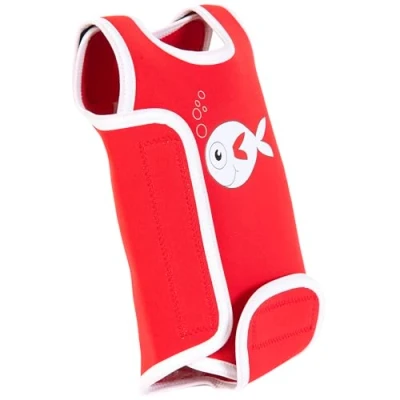 Image of Swimbest Baby Wetsuit A Neoprene Swimming Costume/Baby Wrap for 0 24 Months with 50+ UV Protection (Red Fish, 6 12 Months)