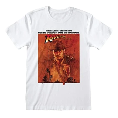 Image of Indiana Jones &#039;Raiders of The Lost Ark Poster&#039; (White) T Shirt (as8, Alpha, l, Regular, Regular)