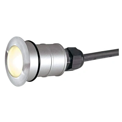 Image of SLV 228332 Ground and wall recessed light POWER TRAIL LITE round, stainless steel 316, 1W LED, 3000K, IP67, Steel, silver,