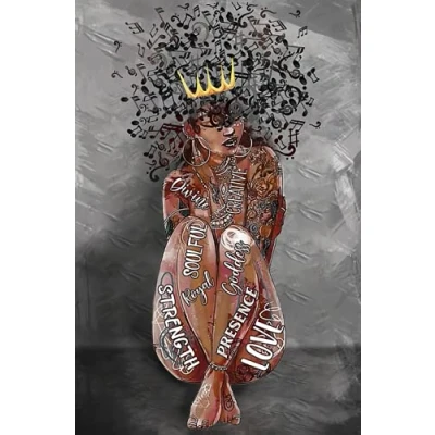 Image of LINQWkk Metal Tin Retro Sign Black Girl Music Poster, Magic, Lovers Poster,Home Decor, Wall Art,Indoor/Outdoor Home Bar Coffee Kitchen Decor 8x12inch