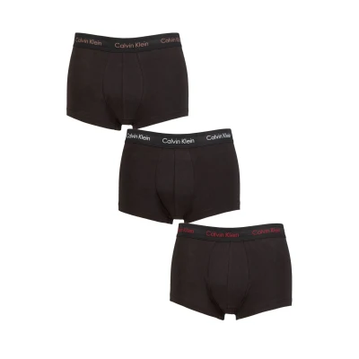 Image of Mens 3 Pair Calvin Klein Low Rise Trunks Bright Camel / White Red Carpet S