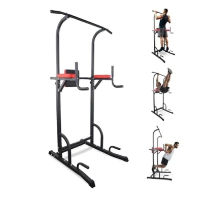 Image of Mobiclinic® Fitness, Power Tower Dip Station, MultiFit, Supports 200KG, Adjustable Height and Backrest, Multi Gym, Heavy Duty, functional Tower, Home Pull up bar, Abdominal Exercise