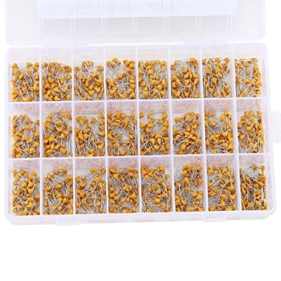 Image of Molence 1200PCS 24 Values Multilayer Monolithic Ceramic Capacitor, 10pF to 10uF Capacitor Assortment Kit with Storage Box for Hobby Electronics, Audio Video