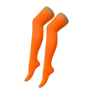 Image of Crazy Chick® New Girls Over The Knee Plain Microfiber Socks Assorted Colours Thigh High UK Size 4 6 (Orange)