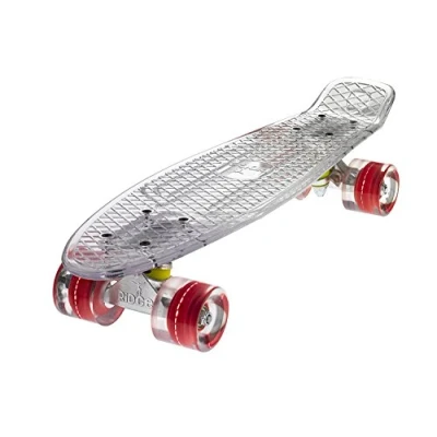 Image of Ridge Skateboards Complete Blaze 22&quot; Mini Cruiser Skateboard w LED wheels and transparent deck