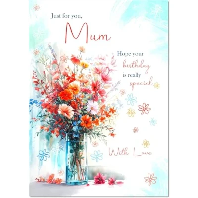 Image of doodlecards Mum Birthday Card Bright Bouquet Large A4 Size with Plain Envelope