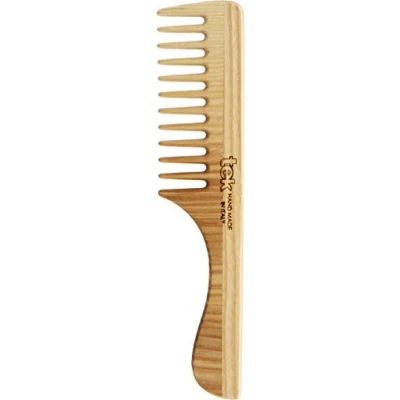 Image of TEK Sparse Tooth Comb with Ash Wood Handle Handmade in Italy, for Normal, Curly or Wavy Hair 20 x 4.5 cm