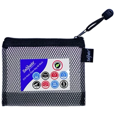 Image of Snopake A6 High Capacity Black EVA Mesh Zippa Bag [Pack of 3] 150 x 120mm Heavy Duty with Hanging Loop and Business Card Holder [15878]