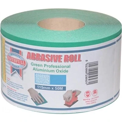 Image of Faithfull FAIAR11540G 50M EXTRA COARSE Sandpaper (40 grit) Aluminium Oxide Roll Green