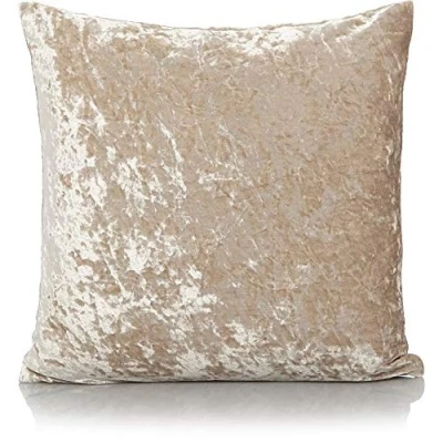 Image of Rohi Luxury Crushed Velvet Cushion Cover Soft, Durable, and Elegant for Living Room &amp; Bedroom Décor (Beige, 18&quot; x 18&quot;)