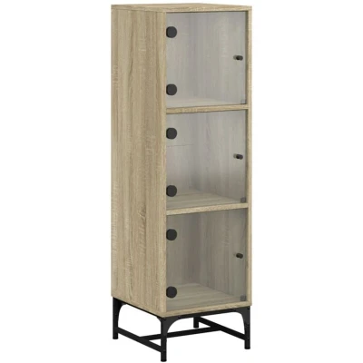 Image of vidaXL Highboard with Glass Doors Sonoma Oak 35x37x120 cm