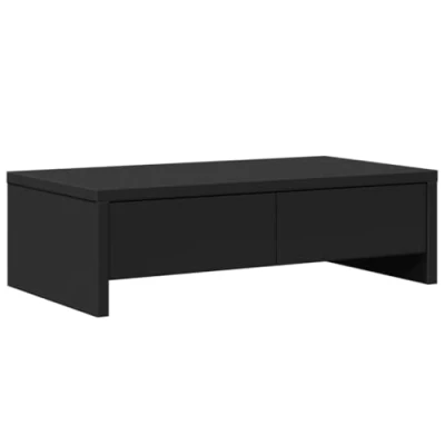 Image of vidaXL Monitor Stand with Drawers Black 50 x 27 15 cm in Particleboard, Riser, Desk for Monitor, Shelf