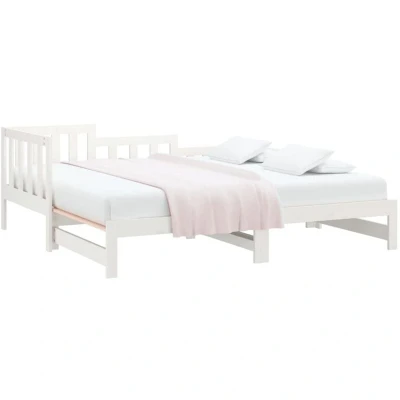 Image of vidaXL Pull out Day Bed without Mattress White 2x(80x200) cm