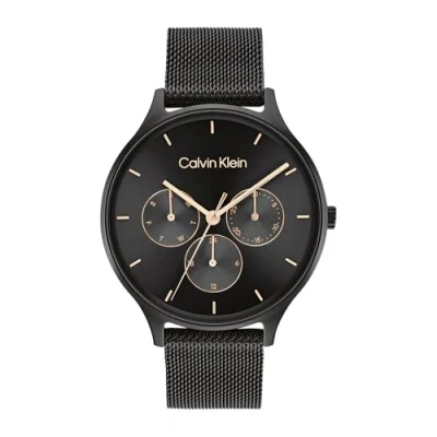 Image of Calvin Klein Analogue Multifunction Quartz Watch for Women with Black Stainless Steel mesh Bracelet 25200105