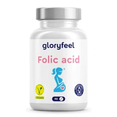 Image of Folic Acid Tablets 400µg Pure Vitamin B9 Developed for The 1st Trimester (3 Months) of Pregnancy Supplements Women 100% Vegan, Laboratory Tested &amp; Additive Free Made in Germany