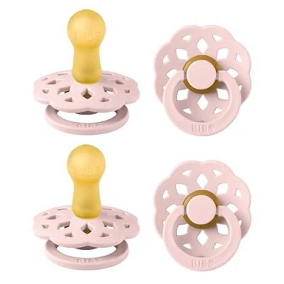 Image of BIBS Boheme Soother 4 Pack. BPA Free Dummy Pacifier, Round Nipple. Natural Rubber Latex, Made in Denmark, Size 2 (6 18 Months), Blossom