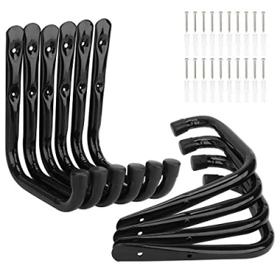 Image of pipabiba 10 Pack Heavy Duty Garage Storage Ladder Hooks, 17cm Wall Mount Steel Utility Bike Hanger (19cm x 17cm)