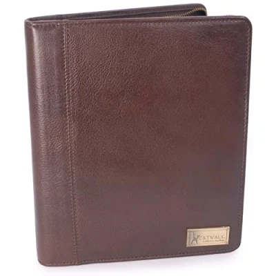 Image of Catwalk Collection Handbags Women&#039;s Leather A5 Conference Folder Zip Travel Document Holder Fits Tablet and Business Cards Angela Brown
