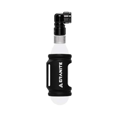 Image of Granite Punk CO2 Tyre Inflator with Silicone Sleeve Compatible Presta Valve Only, Bike Works MTB Carrier Straps, Lightweight For Tyres (Small)