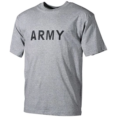 Image of MFH Men&#039;s T Shirt Grey with Army Print Size 3XL