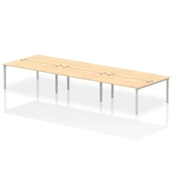 Image of Impulse Bench B2B 6 Person 1600 Silver Frame Office Desk Maple