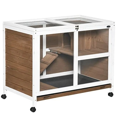 Image of PawHut Wooden Hamster Cage, 3 Tier Roden Small Animals Hutch, 99 x 50 69 cm