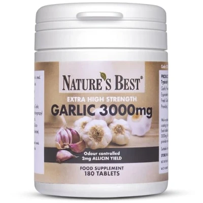 Image of Garlic Tablets 3000mg High Strength &amp; Rich in Allicin 180 6 month&#039;s Supply Taste Odour Controlled UK Made Equivalent to of Fresh