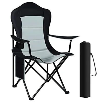 Image of WOLTU Camping Chair, Lightweight Folding Chair for Outdoors, Portable Fishing with Armrests, Cup Holder and Carry Bag, Camping, Picnic, Beach, Black+Light Gray, CPS8153szhg UK