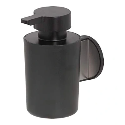 Image of Tiger Tune Soap Dispenser, No Drilling Required Thanks to 3M Self Adhesive Backing System, Optional Mounting with Screws and Plugs, Stainless Steel Brushed, Black, 6.8 x 12.3 10.9 cm