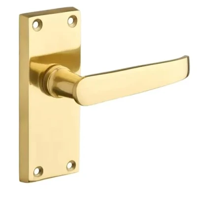 Image of Designer Levers Victorian Straight Lever Door Handles Polished Brass 1 Pair Latch Handle Interior Use Short