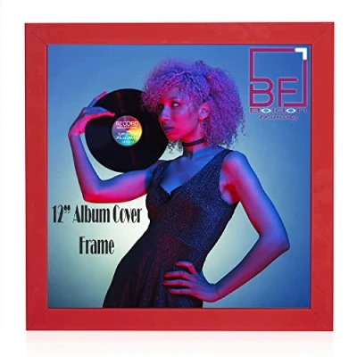 Image of Vinyl Frame Wall Album Art Display for LP 12&quot; Record Cover Sleeve Black (Red)
