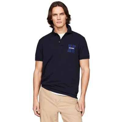 Image of Tommy Hilfiger Men&#039;s Boucle H Embro Reg Polo Mw0mw34771 S/S Polos, Blue (Desert Sky), L