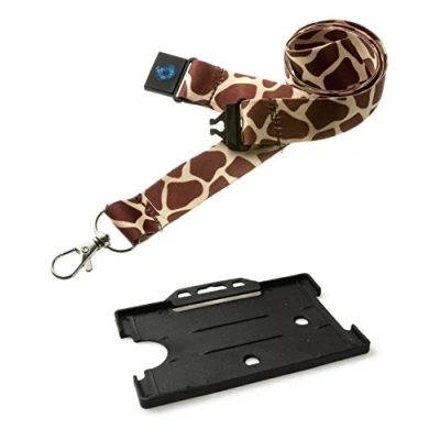 Image of 20mm Lanyard with Safety Break Away and Matching Single Black Card Holder (Giraffe)