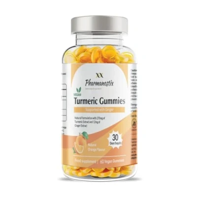 Image of Pharmanostix Turmeric Curcumin with Ginger Vegan Gummies Natural Orange Flavour Delicious Daily High Strength Gummy for Adults 13500MG Per Serving (60 Gummies)