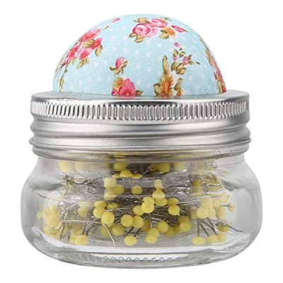 Image of Sewing Pin Cushion Glass Bottle Round Pearl Large Headed Pins Holder DIY Kit Embroidery Wedding Decoration