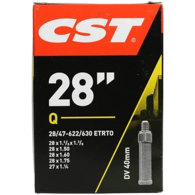 Image of CST 071702 Bicycle tube. Black 28 x 1 1/8 1.75&quot; 28/47 622/635 DV40 mm