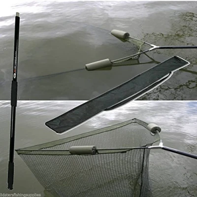 Image of 42&quot; Inch Carp Fishing Dual 2 Net Floats Landing + 2m Handle NGT Stink Bag