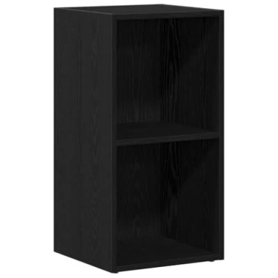 Image of vidaXL LP Storage Box Engineered Wood 71x34x36 cm Black Oak Vinyl Record Organizer Cabinet for Living Room/Bedroom