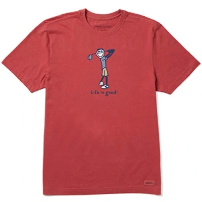 Image of Life is Good Men&#039;s Standard Crusher Graphic T Shirt Golf Jake, Faded Red, Small