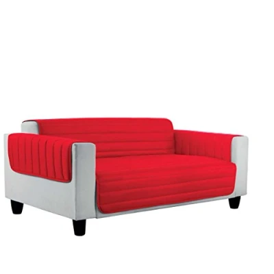 Image of Italian Bed Linen Elegant quilted sofa cover Doubleface, Red/light grey 2 places, 100% microfiber