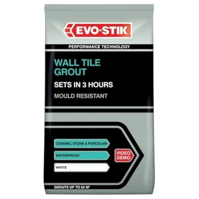 Image of STX_368139 Evo Stik Tile A Wall Fast Set Grout for Ceramic Tiles White 1.5kg (30812723)