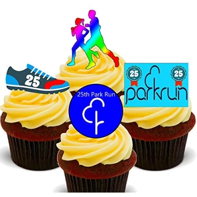 Image of Made4You 25th Park Run Edible Cupcake Toppers Stand up Wafer Cake Decorations (24)