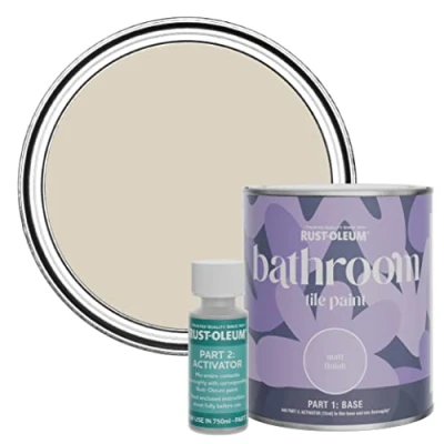 Image of Rust Oleum Beige Water Resistant Bathroom Tile Paint in Matt Finish Hessian 750ml